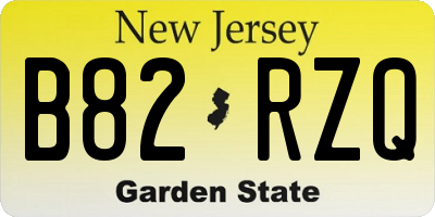 NJ license plate B82RZQ