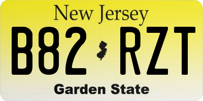 NJ license plate B82RZT