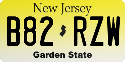 NJ license plate B82RZW