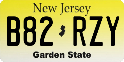 NJ license plate B82RZY