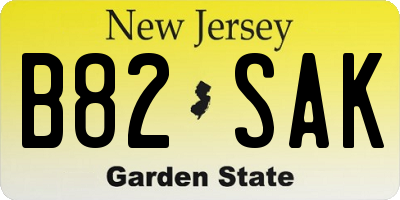 NJ license plate B82SAK
