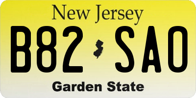 NJ license plate B82SAO