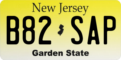 NJ license plate B82SAP