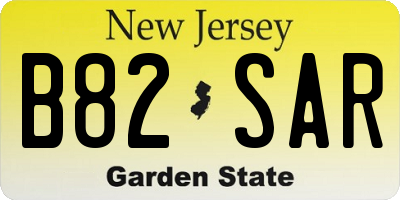 NJ license plate B82SAR