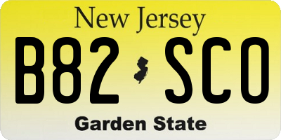 NJ license plate B82SCO