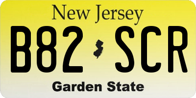 NJ license plate B82SCR