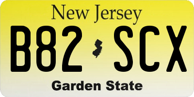NJ license plate B82SCX