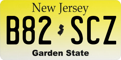 NJ license plate B82SCZ