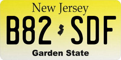 NJ license plate B82SDF