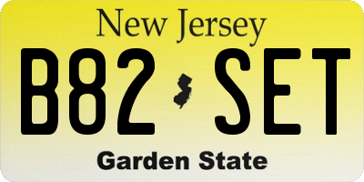 NJ license plate B82SET