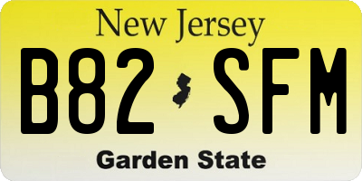 NJ license plate B82SFM