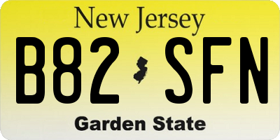 NJ license plate B82SFN