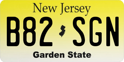NJ license plate B82SGN