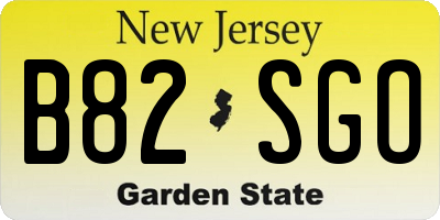 NJ license plate B82SGO