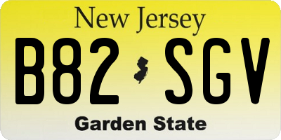 NJ license plate B82SGV