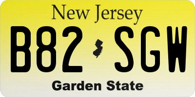 NJ license plate B82SGW