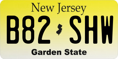 NJ license plate B82SHW