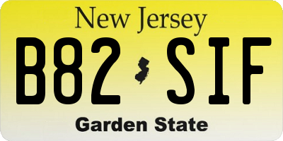 NJ license plate B82SIF
