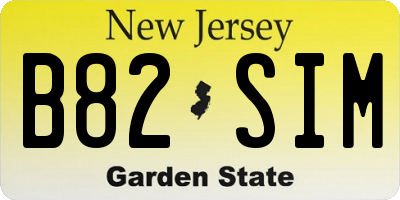 NJ license plate B82SIM