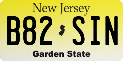 NJ license plate B82SIN