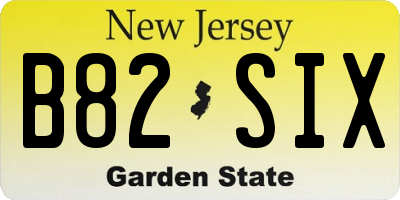 NJ license plate B82SIX