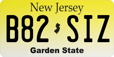 NJ license plate B82SIZ