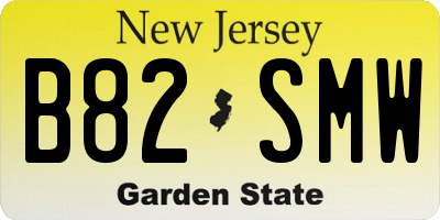 NJ license plate B82SMW