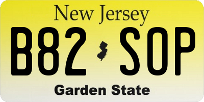 NJ license plate B82SOP