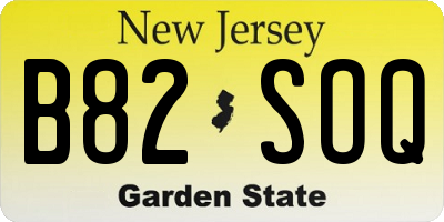 NJ license plate B82SOQ