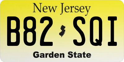 NJ license plate B82SQI