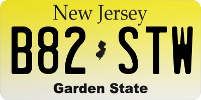 NJ license plate B82STW