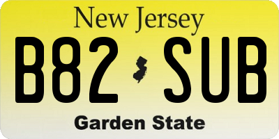 NJ license plate B82SUB