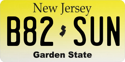 NJ license plate B82SUN