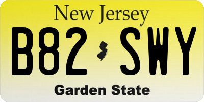 NJ license plate B82SWY