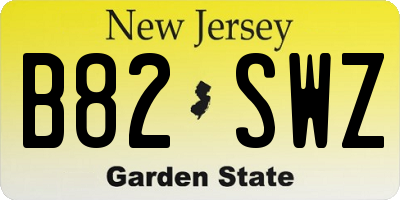 NJ license plate B82SWZ