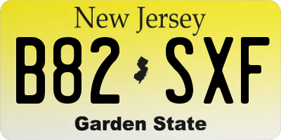 NJ license plate B82SXF