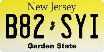 NJ license plate B82SYI