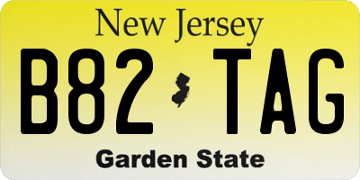 NJ license plate B82TAG