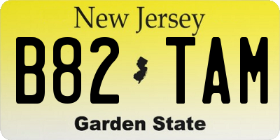 NJ license plate B82TAM