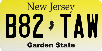 NJ license plate B82TAW