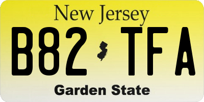 NJ license plate B82TFA