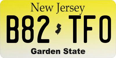 NJ license plate B82TFO