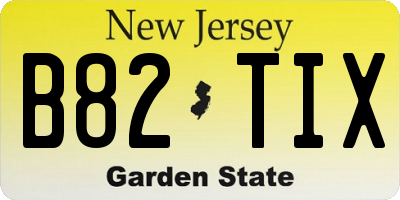 NJ license plate B82TIX