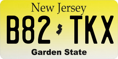 NJ license plate B82TKX