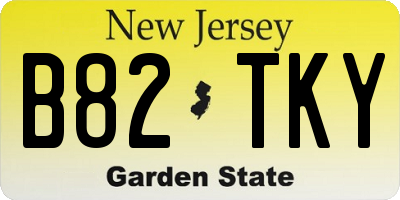 NJ license plate B82TKY