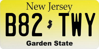 NJ license plate B82TWY