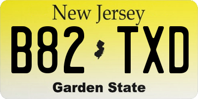 NJ license plate B82TXD
