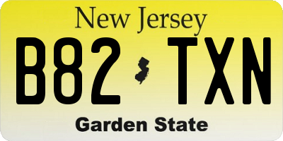 NJ license plate B82TXN