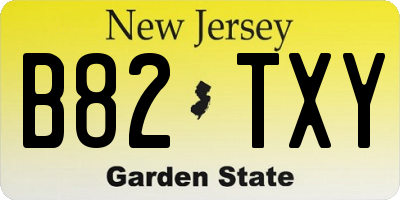 NJ license plate B82TXY