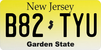 NJ license plate B82TYU